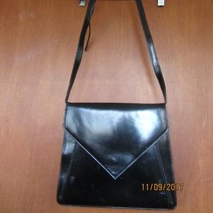 VTG BROOKS BROS. BLACK LEATHER ENVELOPE HANDBAG